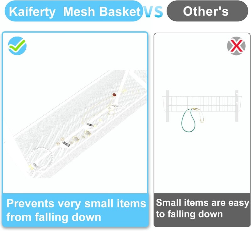 Kaiferty Over The Door Hooks Organizer,Over Door Hanger Towel Rack Mesh Basket with 12 Hooks,Back of Door Storage Organizer for Bedroom,Bathroom,Kitchen,Office(White) - Image 2